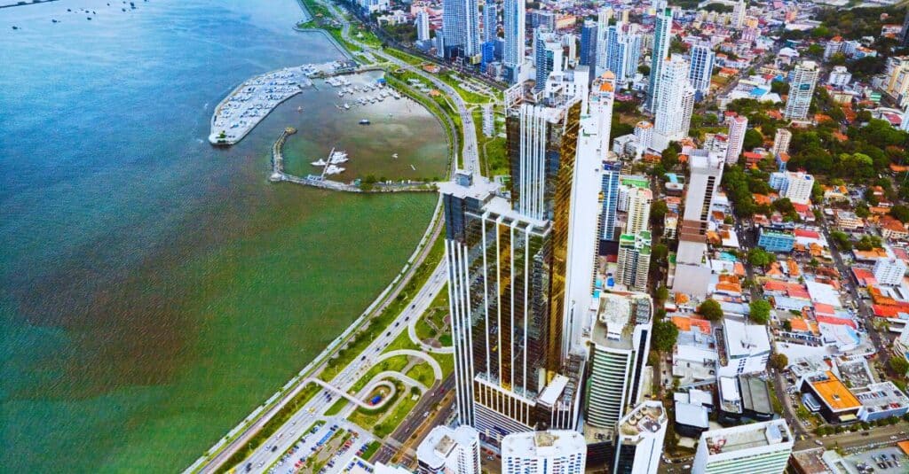 Company office buildings along Avenida Balboa, Panama City