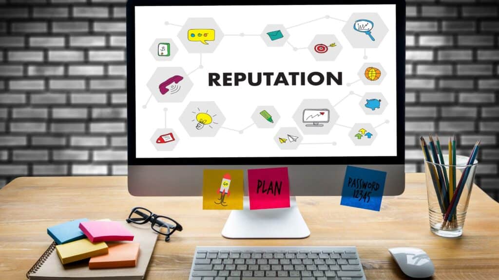 Reputation with icons on a computer screen
