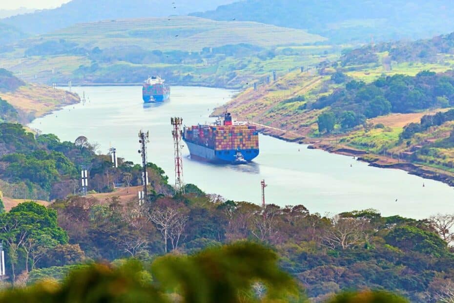 Ships going through the Panama Canal