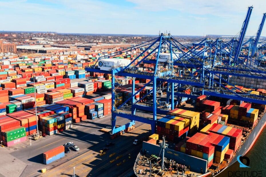 Free Zone with containers and containership